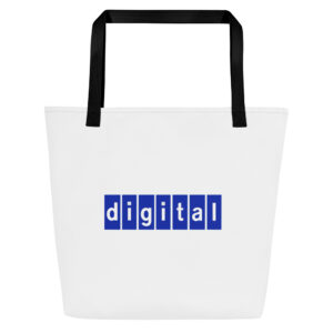 Digital Blue Beach Large Tote Bag